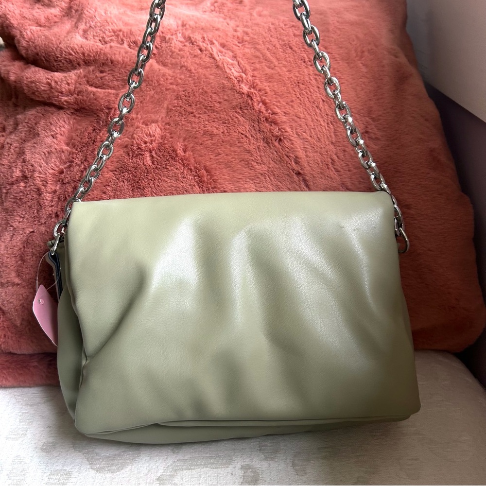 Top Shop Olive Green Chain Padded Shoulder Bag - Picture 3 of 8